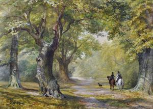 VERNON Ellen 1831-1902,A Wooded Landscape, with Figures on Horseback, a,19th Century,John Nicholson 2019-05-01