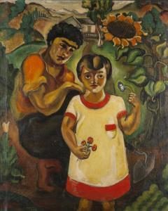 VERNON HUNTER Russell,Woman and daughter in a garden,1928,John Moran Auctioneers 2018-01-23