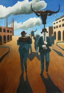 VERNON Martin 1966,Surreal Composition with Suited Men and Women in a,John Nicholson GB 2020-08-21