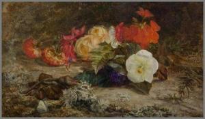 VERNON MARY 1820-1885,Still Life with Flowers and Butterfly,1871,Hindman US 2020-02-18
