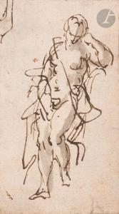 VERONESE Paolo 1528-1588,Étude de femme nue en pied,Ader FR 2024-03-22