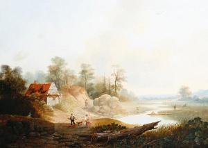 VERPOEKEN Hendrik 1791-1869,Figures in an open river landscape,1838,Bonhams GB 2009-03-10