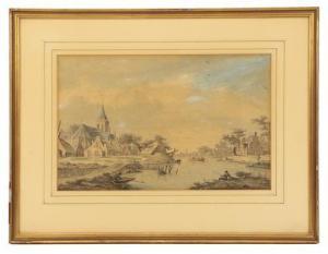 VERRIJK Dirk 1734-1786,Dutch River landscape with church and figures, a t,Tennant's GB 2021-09-18