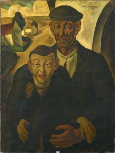 VERSCHAEREN Theodore J 1874-1937,Paysan et son enfant sur fond de paysage campag,1928,VanDerKindere 2021-11-02