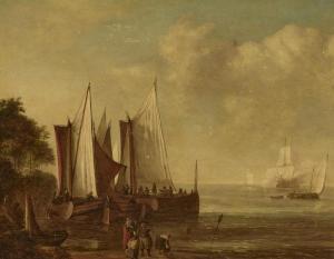 Verschuier Lieve Pietersz,Sailing barges off the coast with figures standing,Christie's 2023-05-25