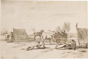 VERSCHURING Hendrick I 1627-1690,Figures and horses before tents,Sotheby's GB 2022-01-26