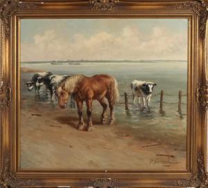 VERSCHUUR P 1900-1900,Cattle along the river,1930,Twents Veilinghuis NL 2020-10-22