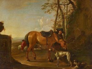 VERSHURING Hendrik 1627-1690,Horsemen watering their horses,Van Ham DE 2016-11-18
