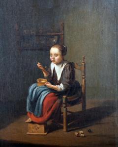 VERSHURING Hendrik,Interior with a Seated Girl Eating from a Bowl,1667,John Nicholson 2014-12-17