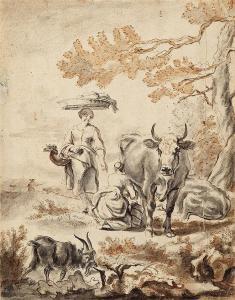 VERSHURING Hendrik 1627-1690,Pastoral Scene with a Milkmaid,Lempertz DE 2017-05-20