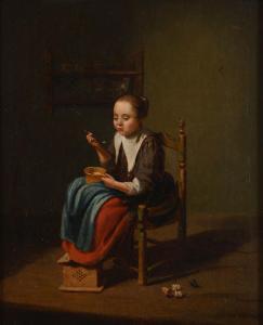VERSHURING Hendrik,Portrait of a young lady, seated eating from a bow,1667,Dreweatts 2015-12-16