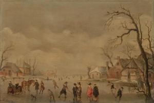 VERSTRAELEN ANTHONIE,Winter landscape on a frozen canal with kolfers, s,1626,Sotheby's 2023-01-27