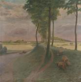 VERSTRAETEN Leonard,Landscape with sheep on a country road,Bernaerts BE 2009-12-14