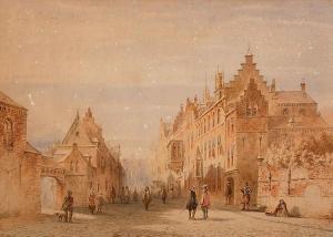 VERTIN Petrus Gerardus 1819-1893,Dutch cityscape with marching sold,1973,AAG - Art & Antiques Group 2017-06-26