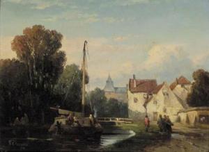 VERVEER Salomon Leonardus 1813-1876,A summer's day with figures along a canal,Christie's 2000-04-18