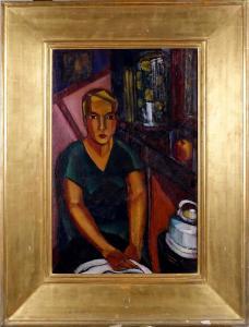 VERVISCH Jean 1896-1977,Femme assise à la robe verte,1925,Galerie Moderne BE 2024-02-19