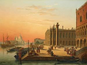 VERVLOET Victor,Venice, a View of the Piazzetta with Santa Maria d,1867,Palais Dorotheum 2022-11-08