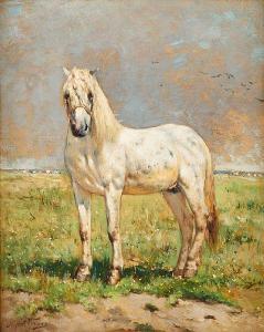 VERWEE Alfred Jacques 1838-1895,Cheval blanc au pré,Horta BE 2021-11-15