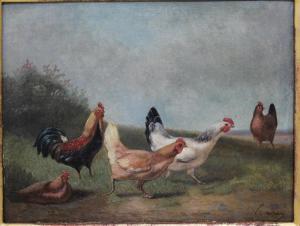 VERWEE Alfred Jacques 1838-1895,chickens,Warren & Wignall GB 2021-07-14