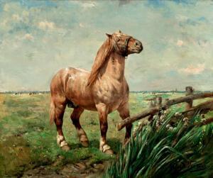 VERWEE Alfred Jacques 1838-1895,Horse a polder landscape,De Vuyst BE 2023-05-20