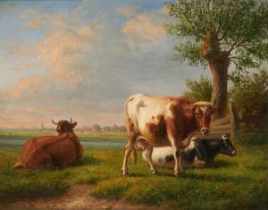 VERWEE Louis Pierre 1807-1877,Vaches sur fond de paysage,Horta BE 2024-04-22