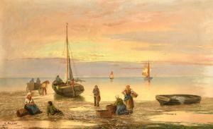 VESCOVI A. 1800-1800,figures sorting the catch at dusk,19th Century,John Nicholson GB 2022-12-21