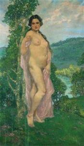 VESELY Theodor Bohdan 1872,A Nude Girl in a Landscape,Palais Dorotheum AT 2012-03-10