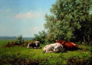 VESTER Gezina Johanna Francina (Gesine) 1857-1939,Resting cows in a sunny meadow,Glerum 2009-09-07
