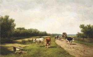 VESTER Gezina Johanna Francina (Gesine) 1857-1939,Vaart bij Vogelenzang: cattle on a pat,Christie's 2004-06-22