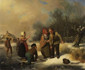 VETTEN Johannes 1827-1866,Kinder beim Eislaufen,1854,Ketterer DE 2011-10-27