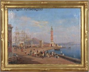VIANELLI Achille 1803-1894,Il porto di Napoli,ArteSegno IT 2023-11-18