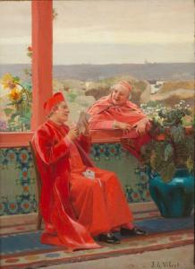VIBERT Jean Georges 1840-1902,Two Cardinals,Cottone US 2023-11-29