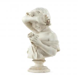 VICARI CHRISTOFORO 1848-1913,bust of a shy young girlclad in drapery holding po,Bonhams 2022-03-29