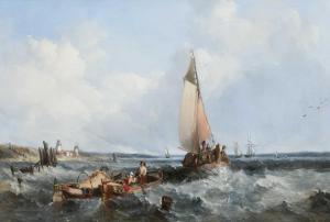 VICKERS Alfred 1786-1869,Fishing boats in choppy coastal waters,Woolley & Wallis GB 2024-03-06