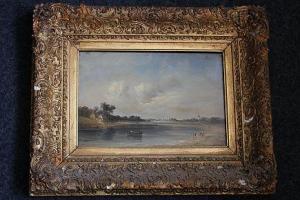 VICKERS Alfred G., H., or Sr 1800-1800,estuary scene with figures fishing beside wooded,Henry Adams 2017-07-12