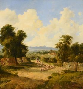 VICKERS Alfred Gomersal 1810-1837,A FLOCK OF SHEEP IN A WOODED LANDSCAPE,Dreweatts GB 2022-12-02