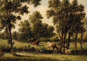 VICKERS Alfred Gomersal,Cattle and Sheep resting in a wooded Landscape,Christie's 1998-06-26
