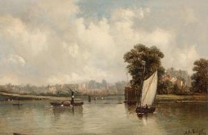 VICKERS Alfred H. 1849-1907,View from an English city by the river,1886,Bruun Rasmussen 2023-01-23