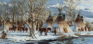 VICKERS Russ 1923-1997,Indian Village,1980,Scottsdale Art Auction US 2024-04-12