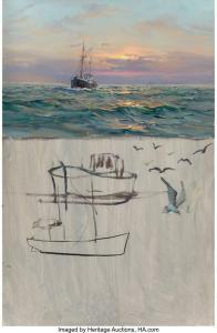 VICKERY Charles 1913-1998,Fishing Boat at Sea,Heritage US 2023-05-11