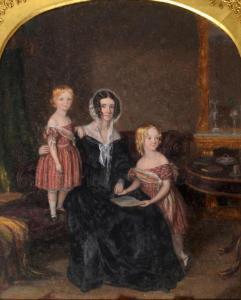 VICTORIAN SCHOOL,A mother and two children in a drawing room,Charterhouse GB 2016-03-18