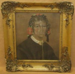 VICTORIAN SCHOOL,Head and Shoulders Portrait of a Lady with Flowers in her Hair,Keys GB 2010-06-04