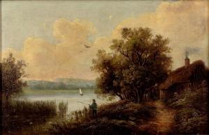 VICTORIAN SCHOOL,RIVER LANDSCAPE WITH ANGLER,Mellors & Kirk GB 2017-05-10