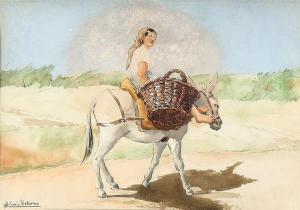VICTORINO ANTONIO 1891-1972,FEMALE FARMER WITH A DONKEY,Renascimento PT 2017-06-09