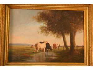 VIDAL A 1800-1900,Vaches à l étang,Meyzen FR 2007-06-23
