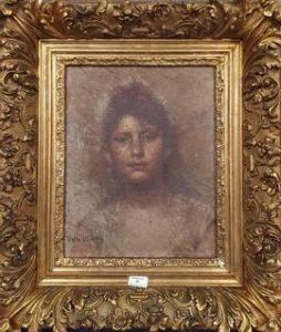VIDAL Eugène Vincent 1850-1908,Jeune femme rousse en buste,Rossini FR 2021-06-03