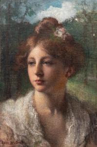 VIDAL Eugène Vincent 1850-1908,Portrait of Young Woman with White Lace Collar,Hindman US 2022-09-27