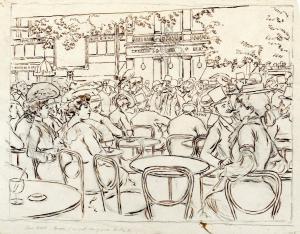 VIDAL Pierre 1900-1900,Terrase d'un café au Grand Boulevard,Gonnelli IT 2023-07-07