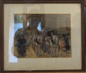 VIEILLARD Emile M 1800-1900,Les charettes à cheval,1901,Millon & Associés FR 2015-07-08
