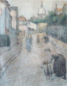 VIEILLARD Emile M 1800-1900,Rue animée à Montmartre,Piasa FR 2011-05-27